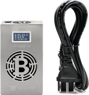 Lucky Miner LV06 Bitcions Miner 500GH/S SHA-256 Asic Chip 2.4GWifi Low Noise Solo Crypto Miner Home use Lottery Machine Efficient & Support Multiple Modes and Mine Multiple cryptocurrencies,Gray