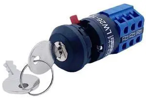 RORFFK LW26-10/3S Single Hole Mounted 16.5mm Rotary Changeover Cam Switch with Lock Key Dual Power Supply Motor Forward and Reverse
