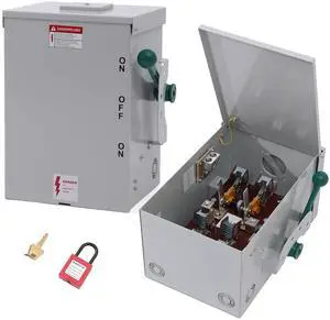 Aibule 200A Heavy Duty Manual Generator Transfer Switch Safety Switchs, 110V 240V Transfer Switch, Home Duty Non-Fusible 200A Transfer Switch, Manual Transfer Switch for Outdoor and Indoor Use