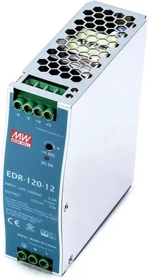 FerroFab EDR-120-12: High-Efficiency 120W 12V 10A Industrial DIN Rail Power Supply, UL/TUV Certified for Reliable Performance