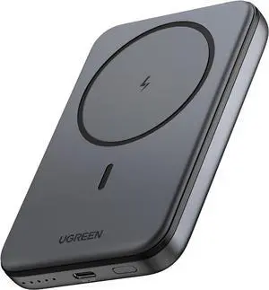UGREEN 10000mAh Magnetic Battery Pack Power Bank for iPhone, PD 20W Wireless Portable Charger with Magsafe, Skin-Friendly Compatible with iPhone 16/15/14/13/12/ All Series-Black, Includes USB-C Cable