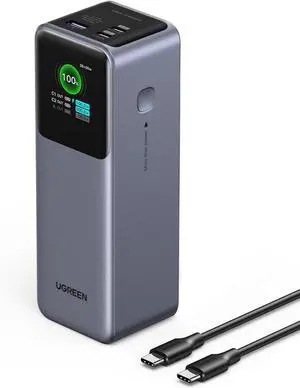 UGREEN Power Bank, 25000mAh 200W, 3-Port Portable Charger, TFT Smart Display, Battery Pack, Compatible with iPhone 16/16 Plus/16 Pro/16 Pro Max, iPhone 15/14/13/12, MacBook, Dell, Galaxy S25 Ultra