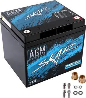 Skar Audio 12V AGM 750 Amp 50Ah High Performance Car Audio Battery with Terminals | SK-BATT50AH