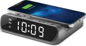 Timex - Alarm Clock with Wireless Charger for iPhone and AirPods - Black (TW14B)