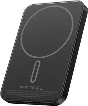 2025 Solid-State Magnetic Portable Charger 5000mAh, Qi2-Certified 15W Wireless Power Bank, High Energy Density & Safety, USB-C Travel-Friendly Magnetic Battery Pack for iPhone 16/15/14/13-Black