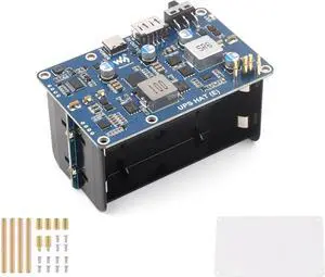 Uninterruptible Power Supply UPS HAT Compatible with Raspberry Pi 5 / 4B / 3B+, etc, Type-C Bi-Directional Fast Charging, 5V 6A Output, Supports Charging and Power Output at The Same Time