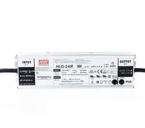 Mean Well HLG 240W 48V 5A LED Driver HLG-240H-48B Switching Power Supply Converter Transformer with IP67, PFC Function, Metal Case, 3 in 1 Dimming