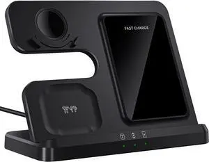 Wireless Charger for  Charging Station: 3 in 1 Galaxy Watch Charger Adapter Included Black(2025 US Version)