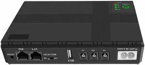 aqxreight Mini UPS Battery Backup for Router Modem Security Camera with 10400mah High Capacity DC Power Supply 18W 220V Black