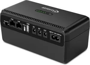 CHINTE Mini UPS 16000mAh, Uninterruptible Power Supply with POE Output DC 5V/9V/12V USB Type-C for Router,Modem,Security Camera,Phone,LED Light