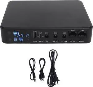 9000mAh UPS Battery Backup Uninterruptible Power Supply with POE Multi Voltage Output 5V 9V 12V 15V 24V USB Emergency Backup for Security Cameras, Routers, IoT Devices (US Plug)