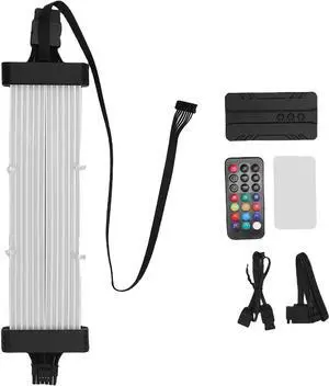 RGB PSU Extension Cable, Light Up LED Strip Set for PC Motherboard and Graphics Card, ARGB Motherboard Power Supply Extension Neon Cable, Compatible with 8 Pin, (SK3 Controller Black)