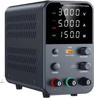 Lab Power Supply 30V 60V 120V Adjustable Voltage Regulator Preset Voltage Current 3A 5A 10A Dual Input Voltage 220V/110V(Black 30V 5A)