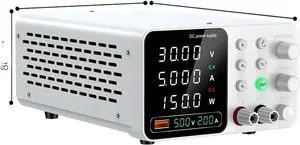 Laboratory Power Supply with Triple Storage 5V 2A USB-A Interface Fast Charging for Cell Phone Appliance Repair(White 30V 10A)