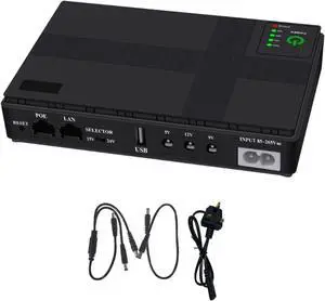 10400 mAh Mini Portable UPS 5V, 9V, 12V Uninterruptible Power Supply Multipurpose Mini UPS Battery Backup for WiFi IP Cam(10400 mAh-UK-2A-01)