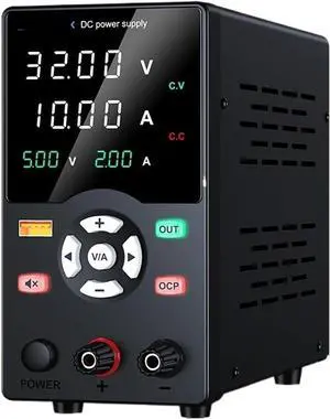 Laboratory Power Supply, DC Adjustable Power Supply 30V 10A with USB Fast Charge Display, 4-Digit LED Display(30V 10A GC3010H)