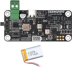 Uninterruptible Power Supply HAT for Raspberry Pi Zero Series, 5V Stable Output, Solar Charging (5V24V), Ba-ttery Monitoring via I2C,Low-Power UPS Expansion Board (with Li-po Ba-ttery)