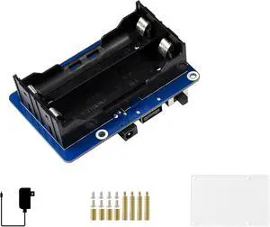 Uninterruptible Power Supply UPS HAT for Raspberry Pi 5/4B/3B+/3B, Support Power Supply Charge and Power Output at The Same Time, Provides Power Supply via Pogo Pins, with 5V USB Output