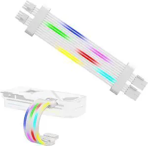 5V ARGB PSU Cable, PC Power Supply Extension Cable, PSU Extension LED Strips for Motherboard Computer Case, 2x8 PIN Motherboard, 8 PIN ARGB (SK3 Controller White)