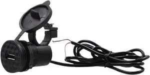 5V 1.5A Single Port Motorcycle USB Charger with Switch 12V Waterproof Car Charging Accessories Compatible with Motorbike IPad Mobile Phone(Without Switch)