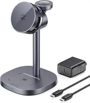 2025 New Magnetic Wireless Charger Stand with TEC Active Cooling 15W Qi2-Certified 3 in 1 Charging Station for  Charger Stand Wireless Charger for iPhone17/16/15/14/13/12  Watch AirPods