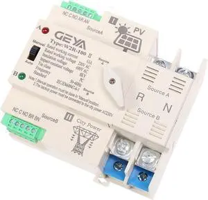 on-Grid Photovolatic Power Automatic Transfer Switch Uninterrupted Din Rail 2P 63A 100A AC220V ATS PV System Power Use Only(2P 100A,PV 110V)