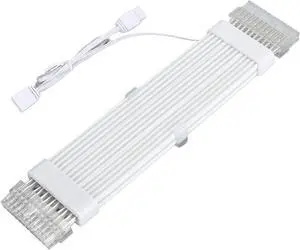 RGB Power Extension Cable Kit, 265mm ARGB GPU Power Supply Cable, 18AWG Silver Plated 24 Pin ARGB Motherboard Extension Cable, Sync PC Cable for RGB Software