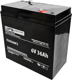 UPSBatteryCenter® Compatible Replacement Battery for Dantona LEAD-6-36T-PS - 6V 36Ah Battery, F2 Terminals