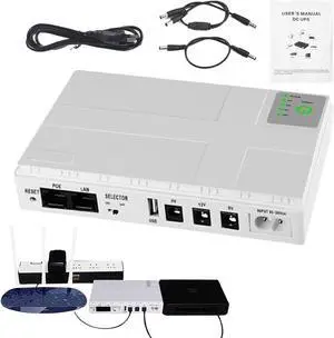 UPS Supply - Modem Uninterruptible Router Battery Pack - Supply Output Router Battery for LED Light Security Monitor Wobblo