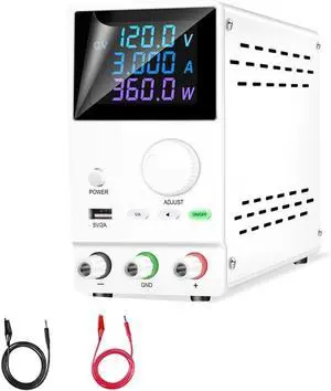Lab Bench Power Supply Adjustable 30V 10A 5A 60V 120V 3A Current Voltage Power Regulator Test DC USB 300W Source(30V 10A)