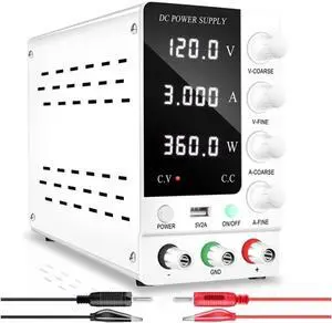 120V 3A Variable Switching DC Laboratory Power Supply Adjustable Lab Bench Power Source for Electroplate Repair Phone(120V 3A 360W Black)