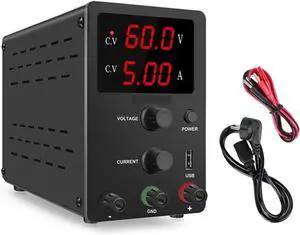 Regulated Power Supply, DC Laboratory 60V5A Regulated Adjustable Power Supply Professional Voltage Regulator Stabilizer Switching Bench Source Reliability and Safety (Color : 60V 5A Black, Size : R-