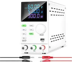 Regulated Power Supply, Programmable Regulated DC Power Supply with USB Port Storage Data Voltage Current Regulator 30V 10A 60V 120V 200V Reliability and Safety (Color : SPPS605DR White, Size : Type