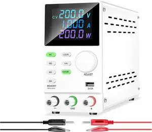 Regulated Power Supply, Programmable Regulated DC Power Supply with USB Port Storage Data Voltage Current Regulator 30V 10A 60V 120V 200V Reliability and Safety (Color : SPPS2001DR White, Size : Typ