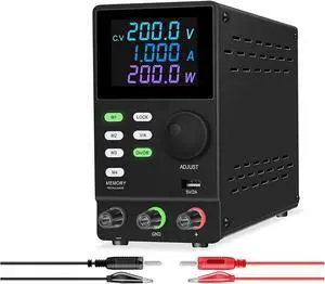 Regulated Power Supply, Programmable Regulated DC Power Supply with USB Port Storage Data Voltage Current Regulator 30V 10A 60V 120V 200V Reliability and Safety (Color : SPPS2001DR Black, Size : Typ