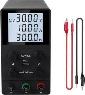 Switching DC Lab Power Supply Adjustable 30V 10A Fine Regulation 0.001A 0.01V Regulated Power Supplies Current Stabilizer USB(SPS3010D Black1)