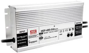 Mean Well HEP 480W 24V 20A LED Driver HEP-480-24 AC-DC Single Output Industrial Switching Power Supply Converter Transformer with IP68, PFC, Metal Case