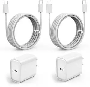 Fast Charger for iPhone 16 15,20W Type C Wall Charger Fast Charging Block with 10Foot USB C to C Woven Braided Cable Compatible with iPhone 16/16e/16 Pro Max/16 Plus/15/15 Pro Max/15 Plus/iPad/Airpods