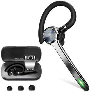 Bluetooth Headset  72-Hour Talk Time, Wireless Earpiece with 500 mAh Charging Case, Built-in Mic, V5.1 Hands-Free for iOS/Android, Trucker & Office Use.