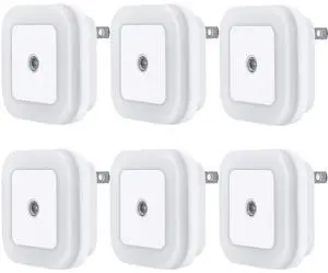 _Mega Brand LED Night Light Lamp with Smart Sensor  Dusk to Dawn Sensor, Daylight White, 0.5W Plug-in, 6-Pack