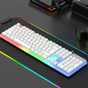_Mega Brand Wired Floating Gaming Keyboard  Light Up USB Mechanical Keyboard, RGB Backlit, Portable Computer Keyboards, Cool Birthday Gifts for Men & Women
