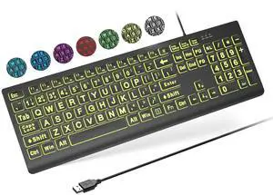 _Mega Brand Large Print Backlit Keyboard - Wired USB Lighted Computer Keyboard for Laptops