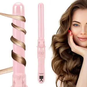 _Mega Brand 1.1" Ceramic Auto-Rotating Curling Iron  Digital 140-430°F Temp Control, 30-sec Fast Heat, Auto-Shut-Off, Tourmaline Barrel for Waves & Beach Curls, Gift-Ready Rose-Gold Wand