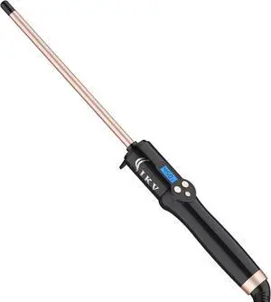 _Mega Brand 3/8" Mini Ceramic Curling Wand with Extra-Long Barrel  Dual-Voltage 140-450°F Adjustable Temp, Fast-Heat Spiral Curling Iron for Short & Long Hair, Travel-Friendly Rose-Gold Styler