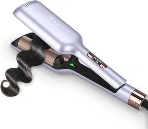 _Mega Brand 2 Barrel Hair Crimper & Waver: 1.25-inch precision design with powerful negative ion technology to reduce frizz, plus a rapid 30-second heat-up  all in a vibrant purple finish.