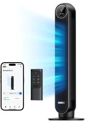 _Mega Brand Tower Fan for Bedroom  Smart Oscillating Quiet Bladeless Floor Fan with Remote, WiFi Voice Control (Alexa/Google), 4 Modes, 4 Speeds, 8H Timer, 28dB