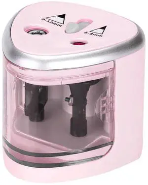 _Mega Brand piaybook Pen Electric Pencil Sharpener Double Hole Portable Pencil Sharpener Battery Operated,Pink