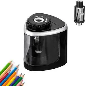 _Mega Brand Electric Pencil Sharpener, Automatic Pencil Sharpener, Manual and Electric Sharpening, Battery Powered, Non-Slip, Automatically Stop, Suitable for Office/Home