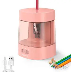 _Mega Brand Electric Pencil Sharpener,Suitable for No.2 Pencils Colored Pencils, USB & Battery OperatedLight Pink