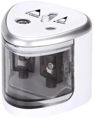 _Mega Brand Pencil Sharpener Electric Pencil Sharpener Double Hole Portable Pencil Sharpener Battery Operated Silver on Sale